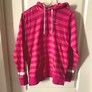 Hot pink - Nike - striped hoodie - SIZE XL
